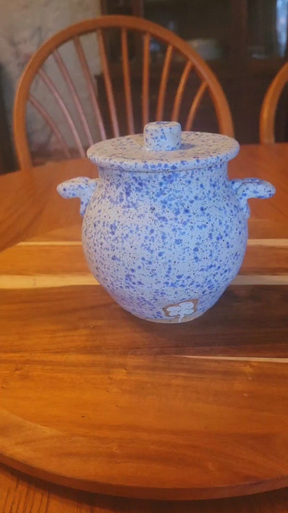 BLUE SPLATTERWARE - CROCK